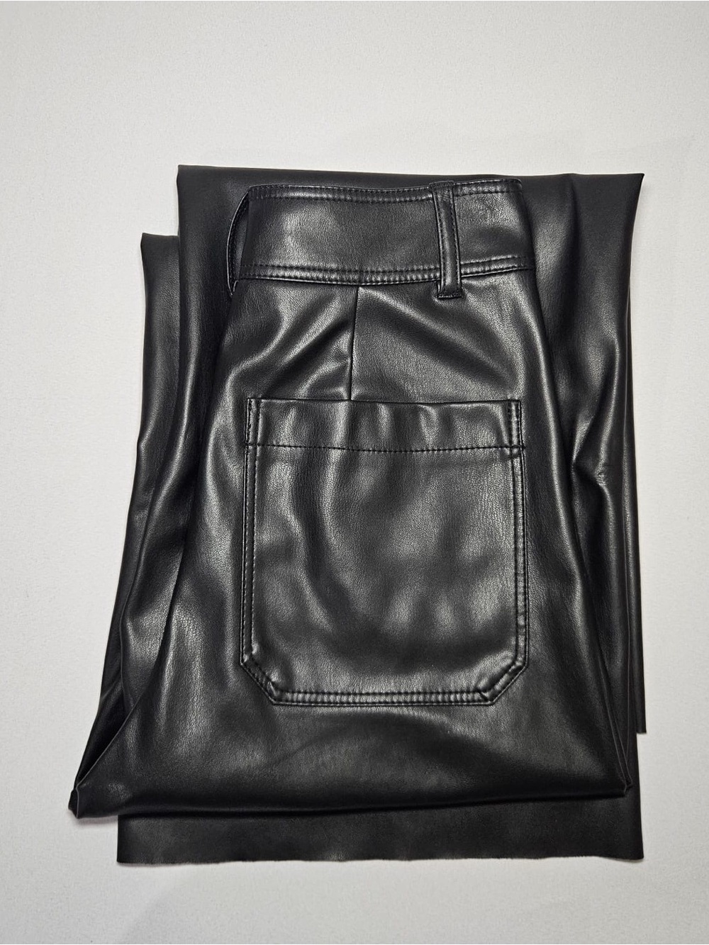 ZARA Faux Leather High Waist Wide Leg Pants Black EUR 34 USA 2 Women’s